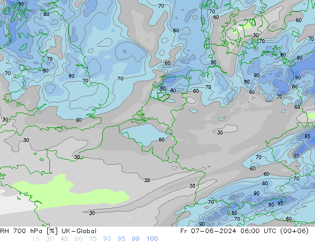 RH 700 hPa UK-Global Fr 07.06.2024 06 UTC