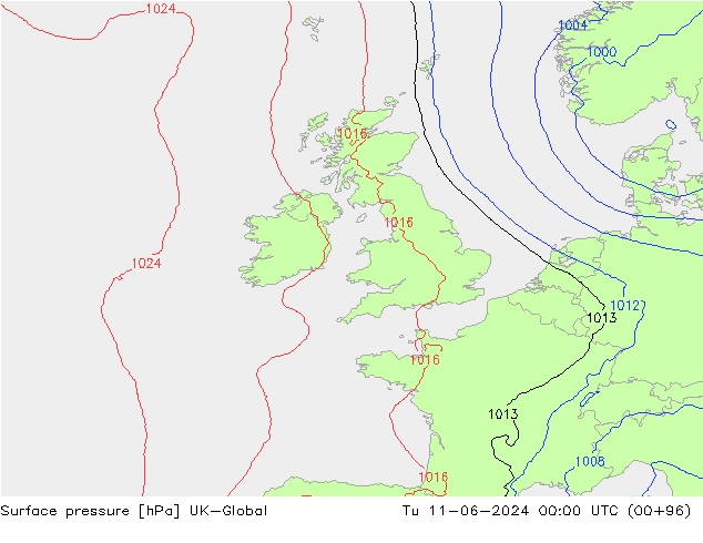 Pressione al suolo UK-Global mar 11.06.2024 00 UTC