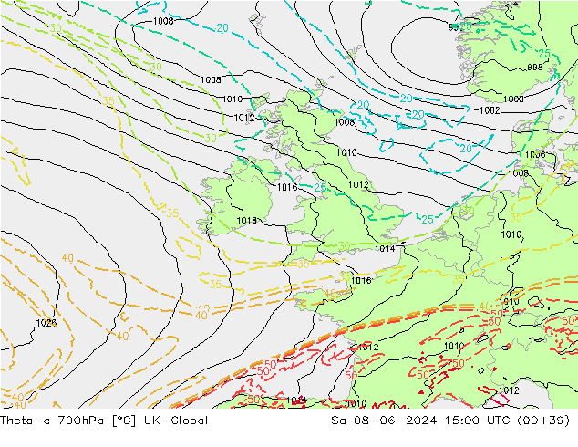 Theta-e 700hPa UK-Global sab 08.06.2024 15 UTC