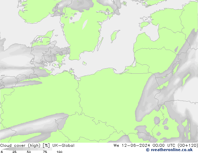 Cloud cover (high) UK-Global We 12.06.2024 00 UTC