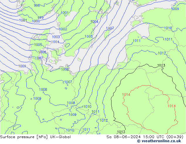 pression de l'air UK-Global sam 08.06.2024 15 UTC