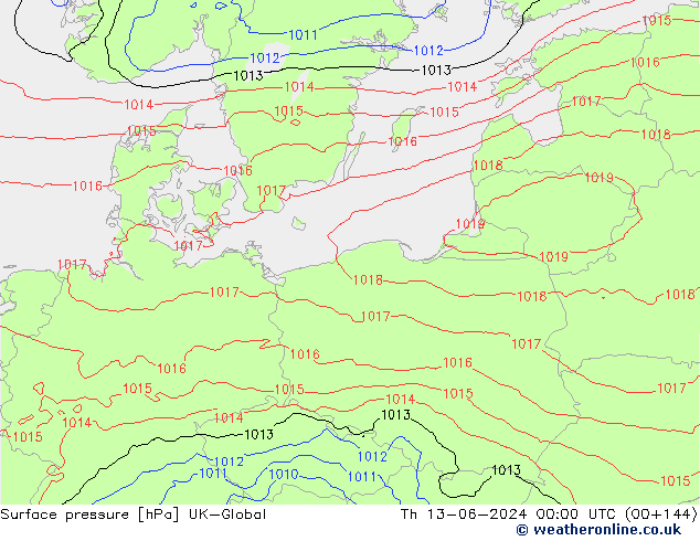 приземное давление UK-Global чт 13.06.2024 00 UTC