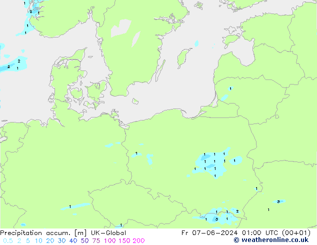 Precipitation accum. UK-Global Pá 07.06.2024 01 UTC