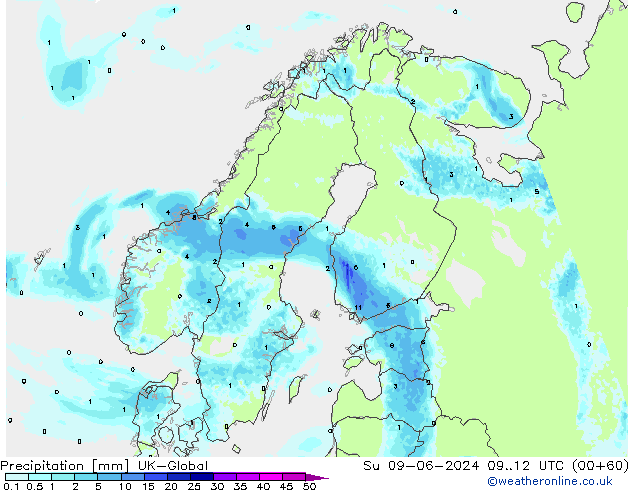Precipitation UK-Global Su 09.06.2024 12 UTC