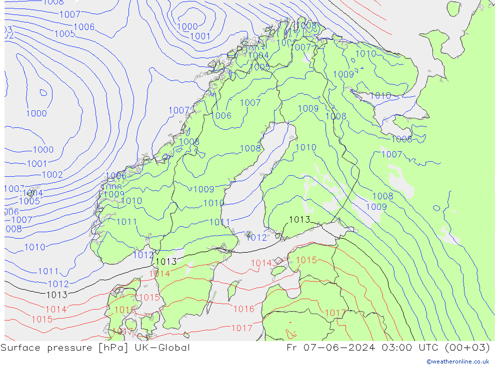 Luchtdruk (Grond) UK-Global vr 07.06.2024 03 UTC