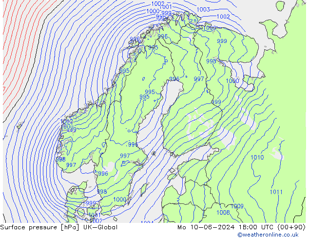 pressão do solo UK-Global Seg 10.06.2024 18 UTC