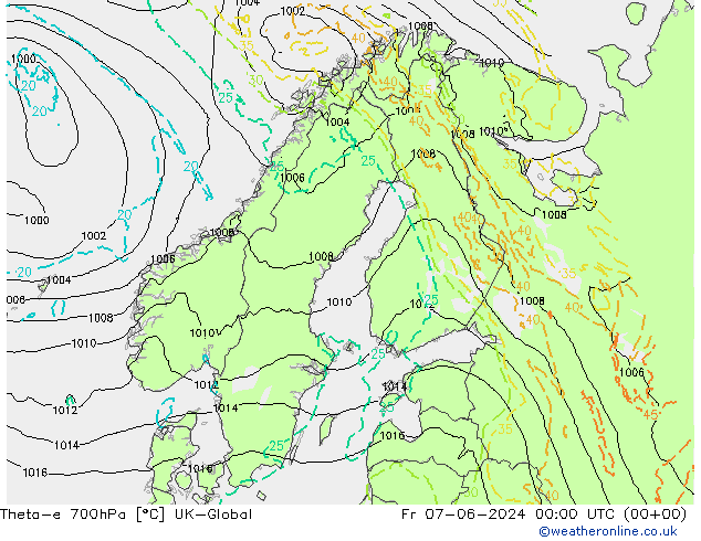 Theta-e 700hPa UK-Global ven 07.06.2024 00 UTC