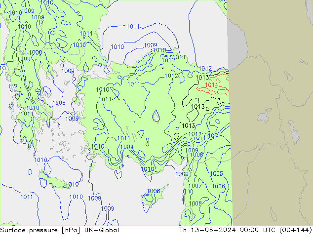 pression de l'air UK-Global jeu 13.06.2024 00 UTC