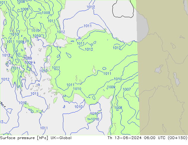 приземное давление UK-Global чт 13.06.2024 06 UTC