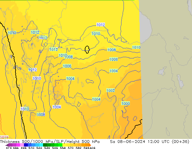 Thck 500-1000hPa UK-Global Sa 08.06.2024 12 UTC