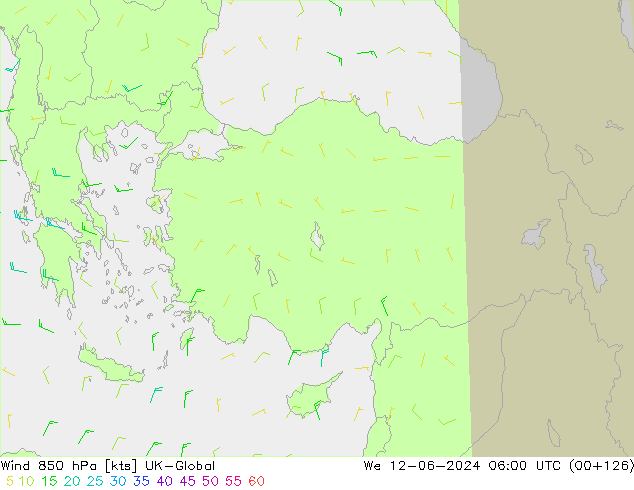 Wind 850 hPa UK-Global Mi 12.06.2024 06 UTC