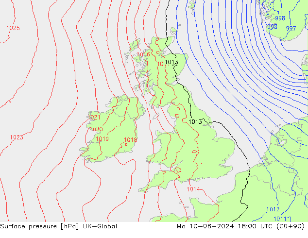 приземное давление UK-Global пн 10.06.2024 18 UTC