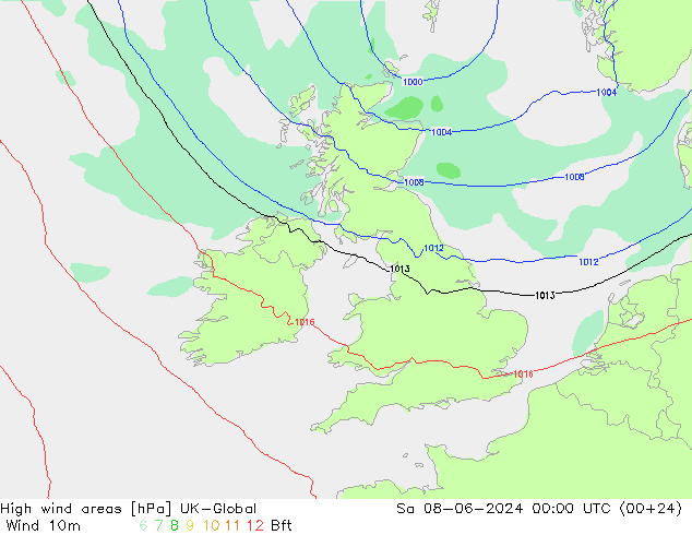 Windvelden UK-Global za 08.06.2024 00 UTC