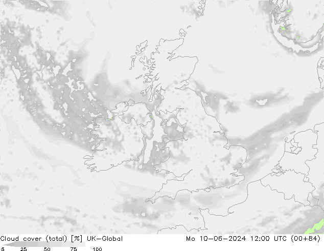 Bewolking (Totaal) UK-Global ma 10.06.2024 12 UTC