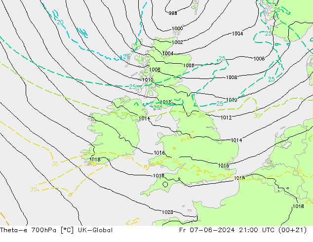 Theta-e 700гПа UK-Global пт 07.06.2024 21 UTC