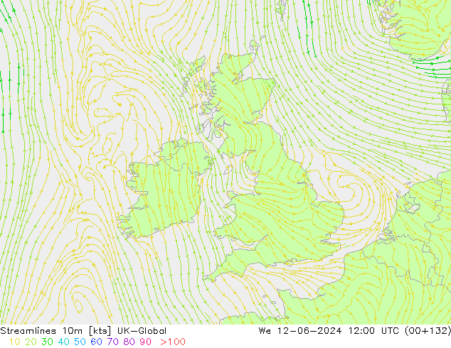 Stromlinien 10m UK-Global Mi 12.06.2024 12 UTC