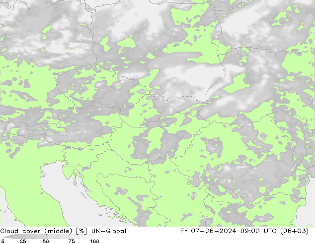 oblačnosti uprostřed UK-Global Pá 07.06.2024 09 UTC