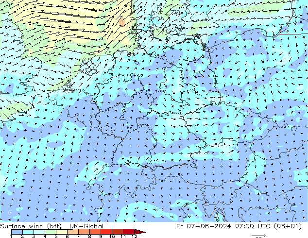 wiatr 10 m (bft) UK-Global pt. 07.06.2024 07 UTC