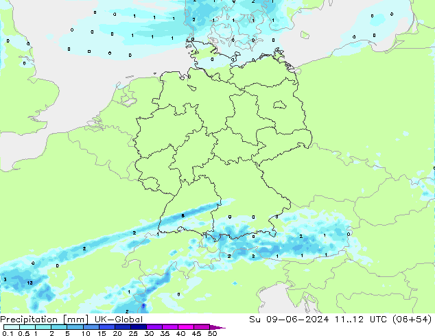 Precipitación UK-Global dom 09.06.2024 12 UTC