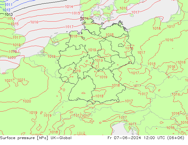 Surface pressure UK-Global Fr 07.06.2024 12 UTC