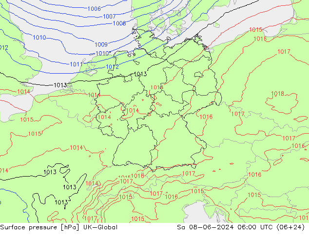 Surface pressure UK-Global Sa 08.06.2024 06 UTC