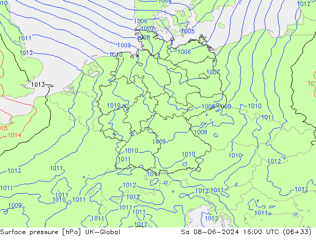 Surface pressure UK-Global Sa 08.06.2024 15 UTC