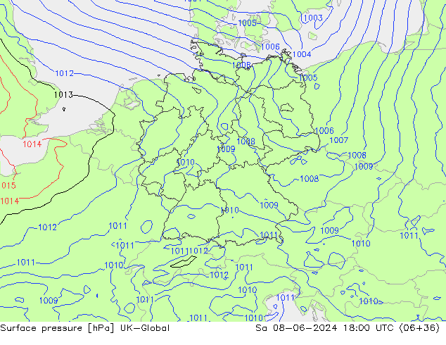 Surface pressure UK-Global Sa 08.06.2024 18 UTC