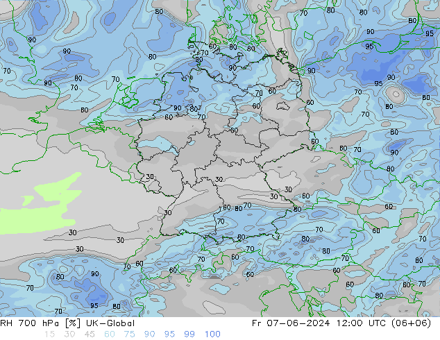 RH 700 hPa UK-Global pt. 07.06.2024 12 UTC