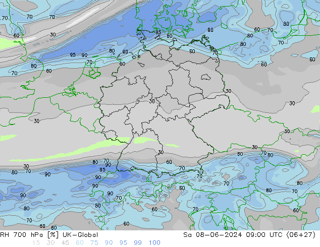 RH 700 hPa UK-Global Sa 08.06.2024 09 UTC