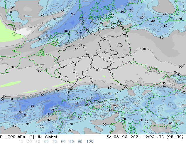 RH 700 hPa UK-Global Sa 08.06.2024 12 UTC