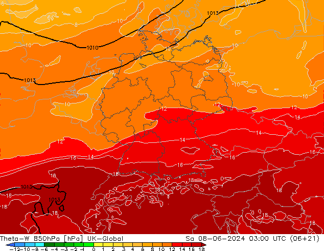 Theta-W 850hPa UK-Global sab 08.06.2024 03 UTC