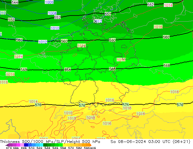 500-1000 hPa Kalınlığı UK-Global Cts 08.06.2024 03 UTC