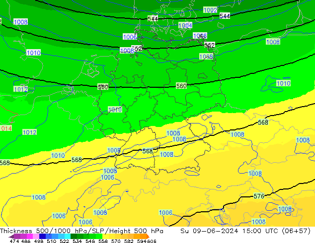 Thck 500-1000hPa UK-Global dom 09.06.2024 15 UTC