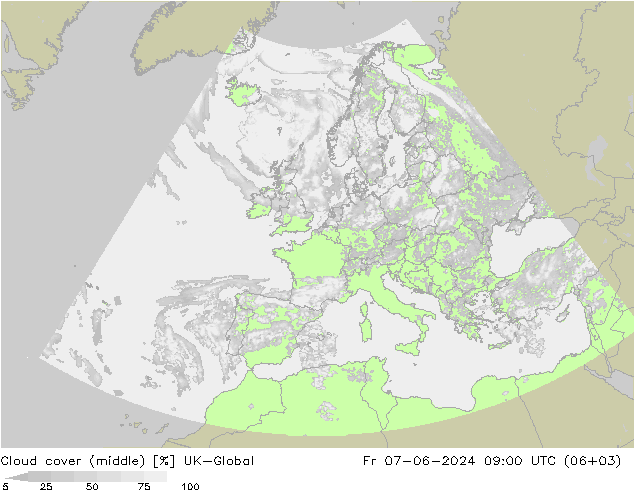 Cloud cover (middle) UK-Global Fr 07.06.2024 09 UTC