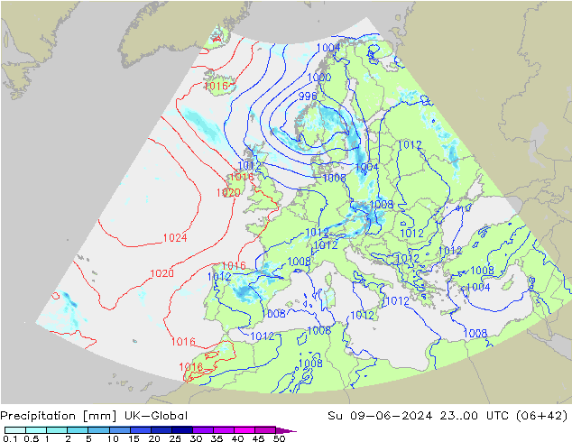 Niederschlag UK-Global So 09.06.2024 00 UTC