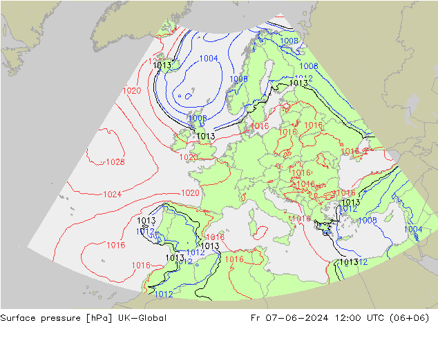 приземное давление UK-Global пт 07.06.2024 12 UTC
