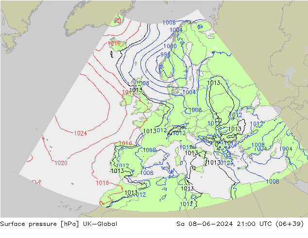 Surface pressure UK-Global Sa 08.06.2024 21 UTC