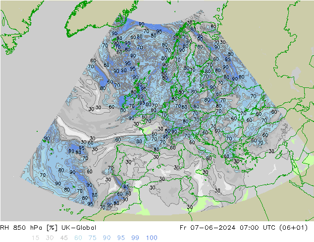 850 hPa Nispi Nem UK-Global Cu 07.06.2024 07 UTC