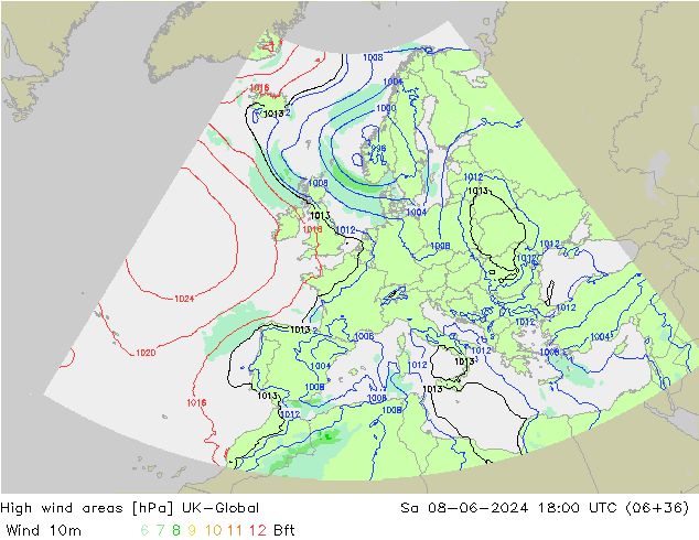 Windvelden UK-Global za 08.06.2024 18 UTC