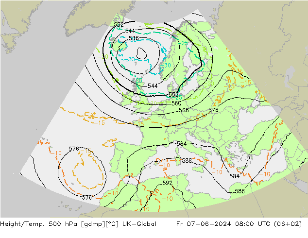 Height/Temp. 500 hPa UK-Global Pá 07.06.2024 08 UTC