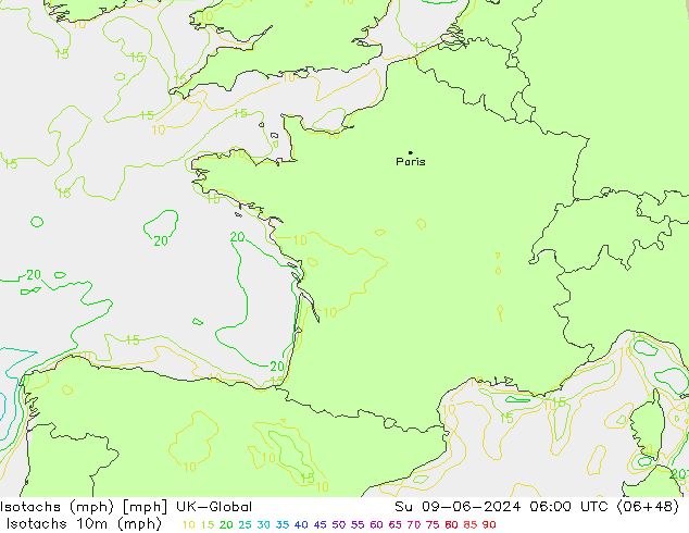 Isotachs (mph) UK-Global Su 09.06.2024 06 UTC