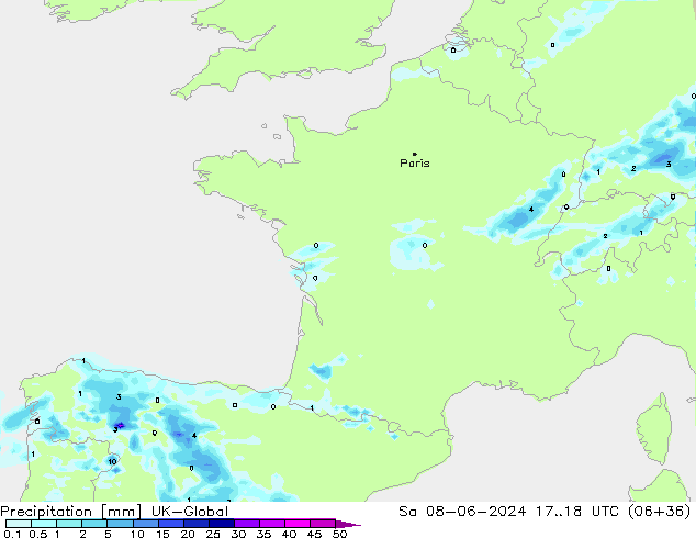 precipitação UK-Global Sáb 08.06.2024 18 UTC