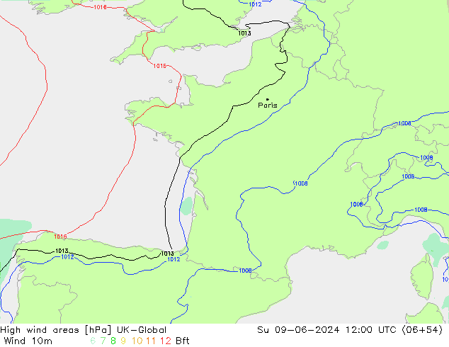 High wind areas UK-Global Su 09.06.2024 12 UTC