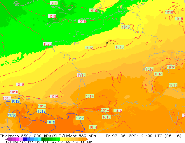 Thck 850-1000 hPa UK-Global ven 07.06.2024 21 UTC