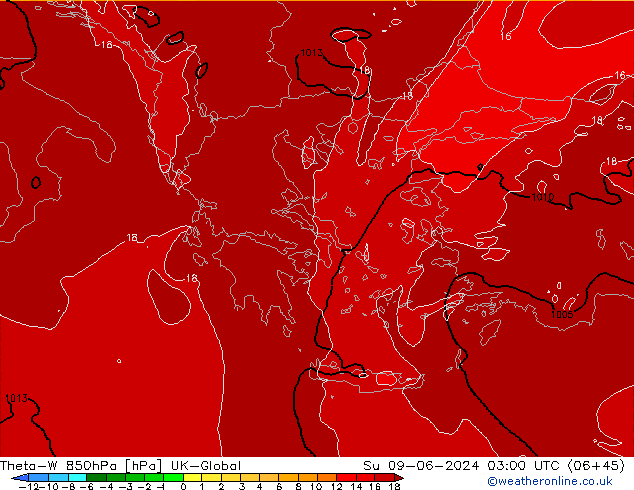 Theta-W 850hPa UK-Global Dom 09.06.2024 03 UTC
