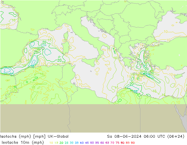 Isotachs (mph) UK-Global So 08.06.2024 06 UTC