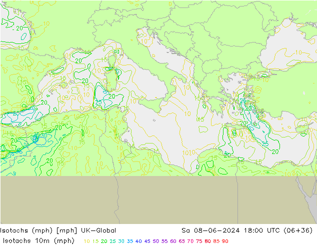 Isotachs (mph) UK-Global So 08.06.2024 18 UTC