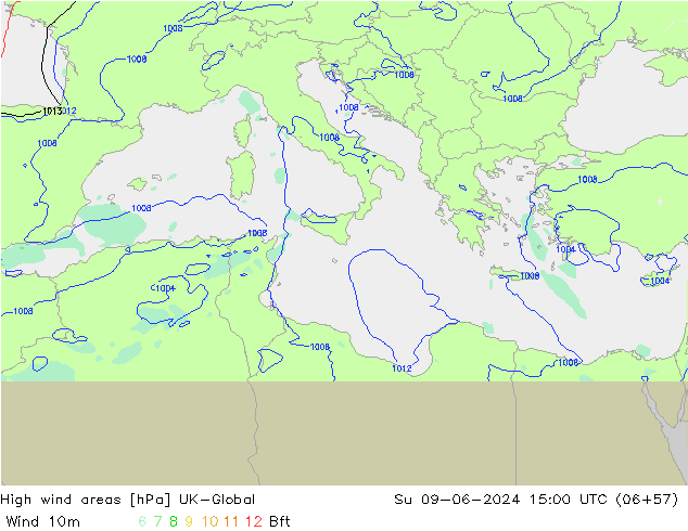 High wind areas UK-Global Su 09.06.2024 15 UTC