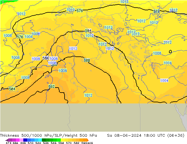 Thck 500-1000hPa UK-Global So 08.06.2024 18 UTC