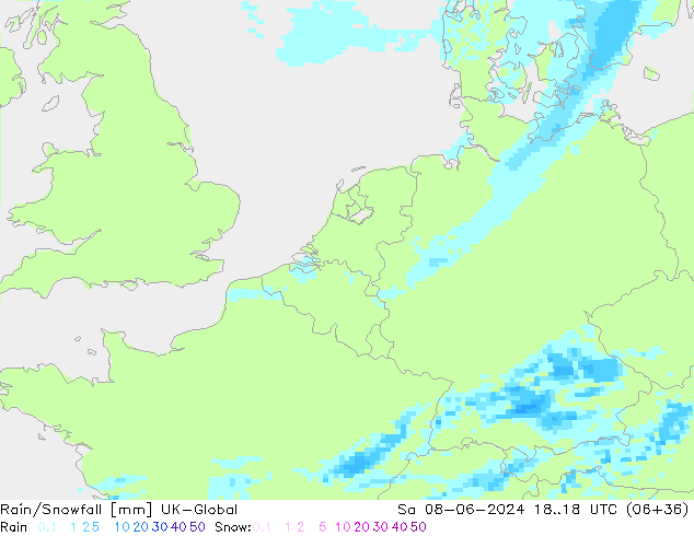 Regen/Schneefall UK-Global Sa 08.06.2024 18 UTC